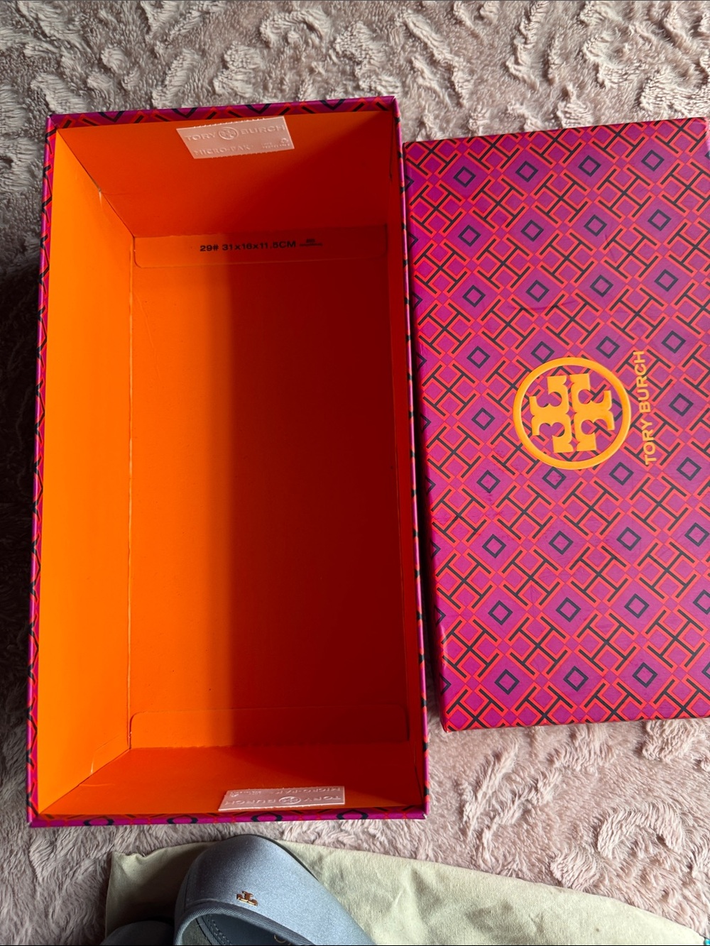 Tory Burch Slate Gray Leather Pom-Pom Loafers - Picture 10 of 14